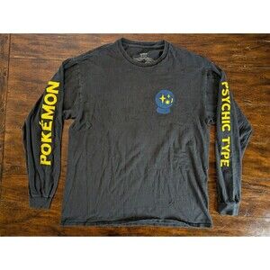 Pokémon T-Shirt Men L Psychic Type Long Sleeve Mew Alakazam